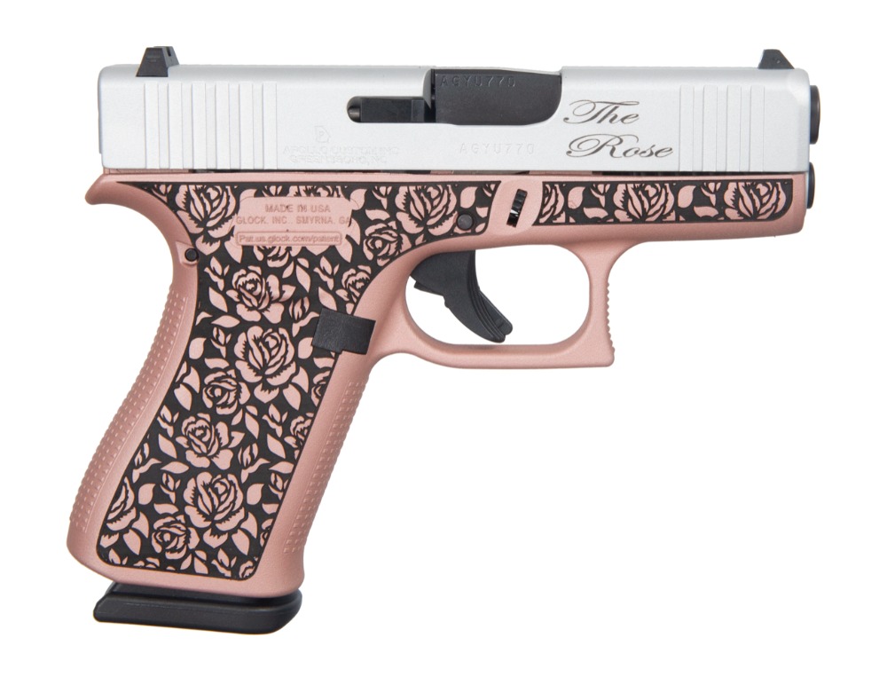 Glock 43X 9mm The Rose Engraved Frame Silver Slide ACG-57070
