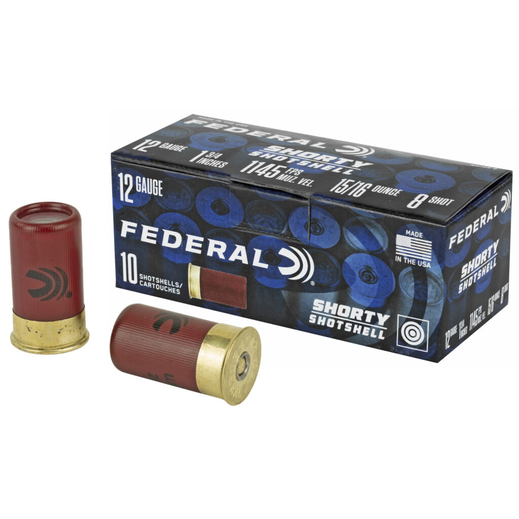 Federal Shorty Shotshell 12 GA Ammo 1-3/4″ 15/16 oz #8 Lead Shot Case of 100 Rounds SH1298