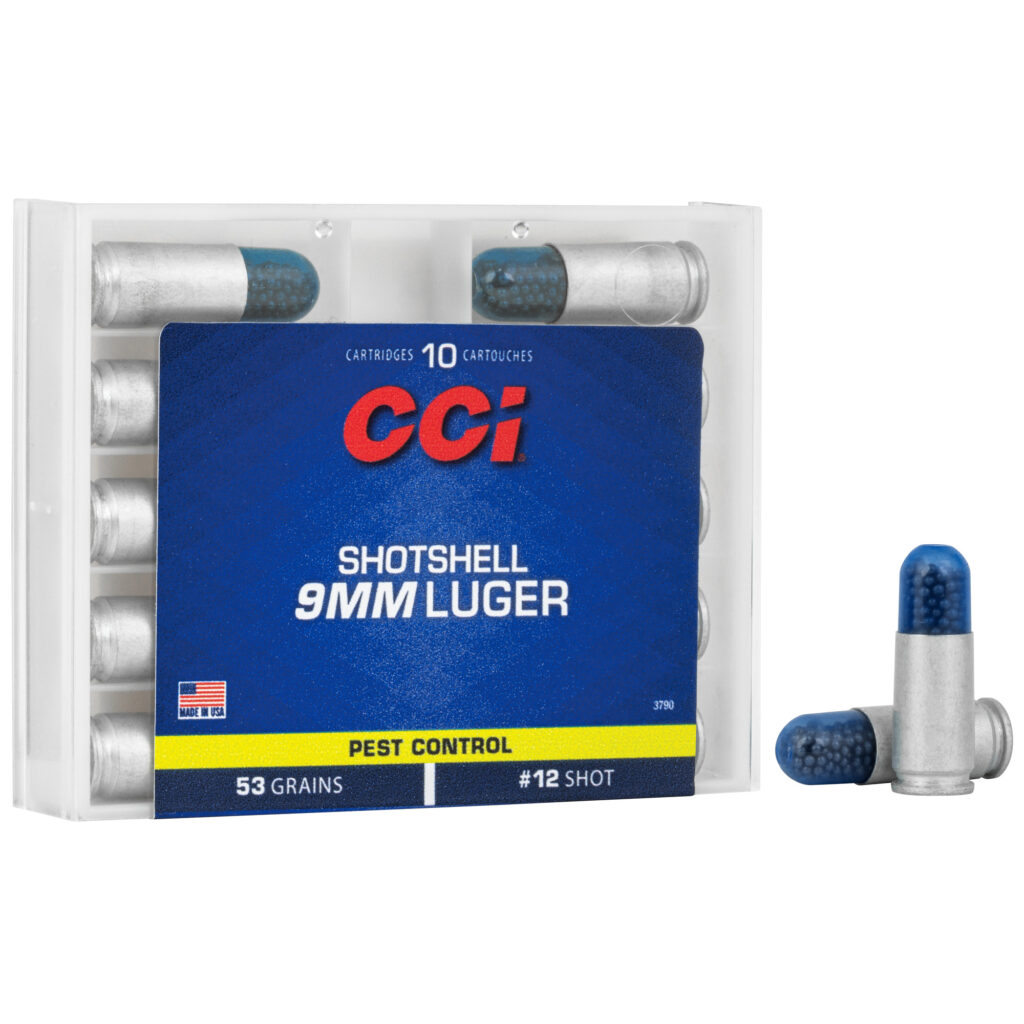 CCI Shotshell 9mm Luger Ammo 53 grain #12 Shot Box of 10 Rounds 3790 (Aluminum Case)