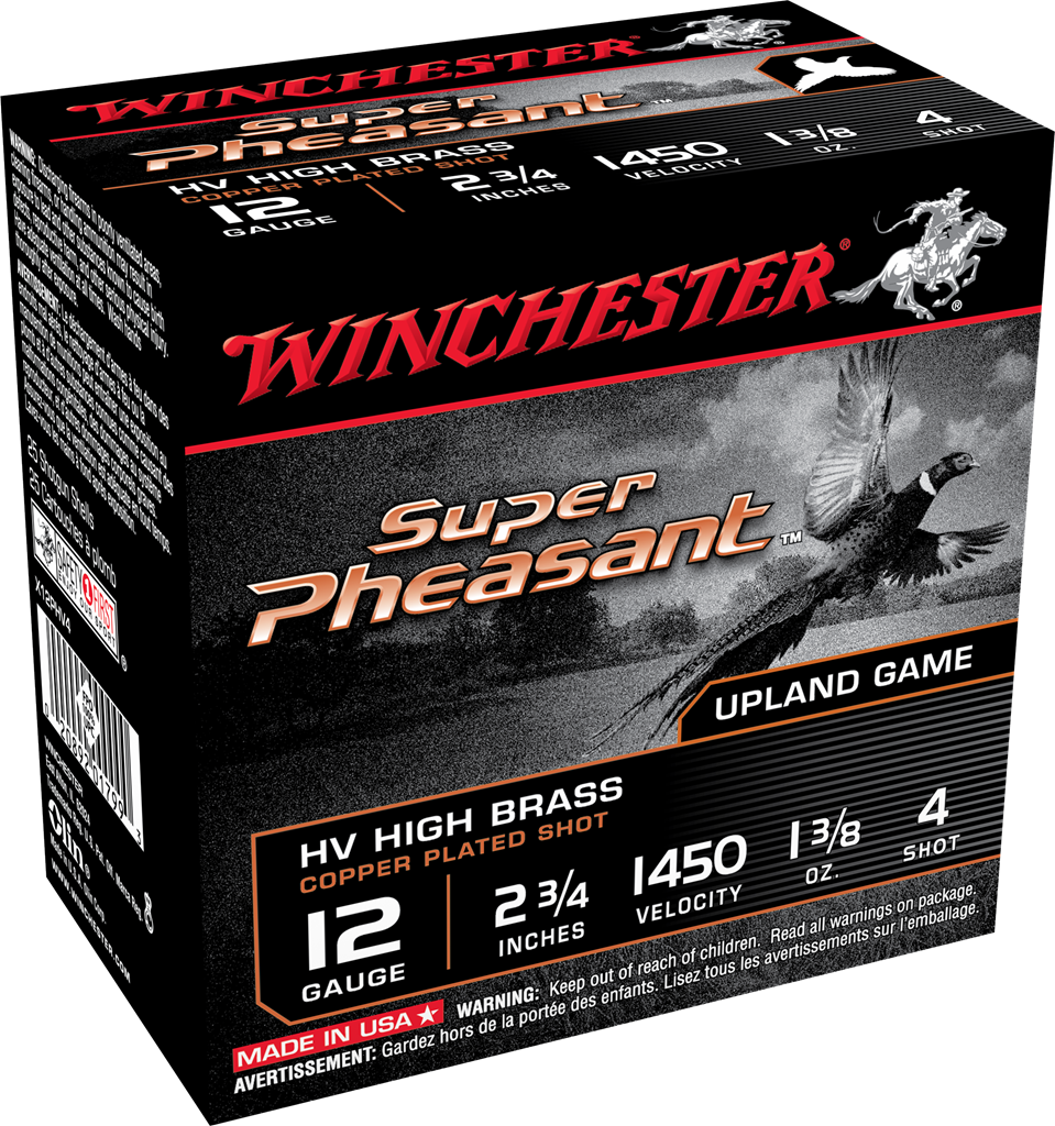 Winchester Super Pheasant Hi-Brass 12 GA Ammo 2-3/4″ 1-3/8 oz #4 Copper Plated Shot Case of 250 Rounds / Shells Bulk X12PHV4