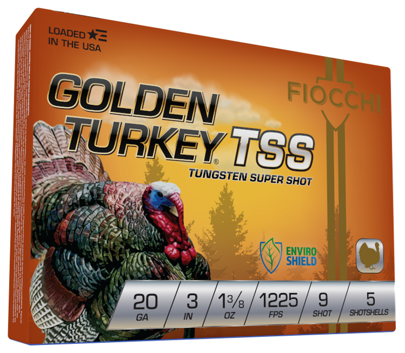 Fiocchi Golden Turkey 20 GA Ammo 3″ 1-3/8 oz #9 TSS 1225 FPS Box of 5 Rounds 203TSS9