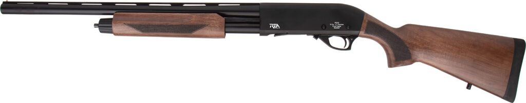 Rock Island Pump Action Field Youth 12 Gauge Pump 3″ 5+1 22″ Black Steel Barrel, Black Aluminum Receiver, Fixed w/Adj Cheek Rest Walnut Wood Stock