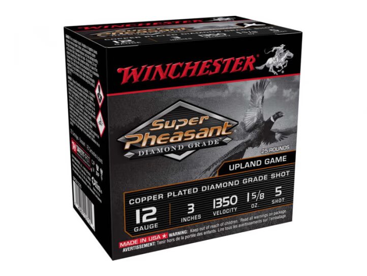 Winchester Super Pheasant 12 GA Ammo 3″ 1-5/8 oz #5 Plated Shot 1350 FPS Case of 250 Rounds / Shells Bulk SPDG1235