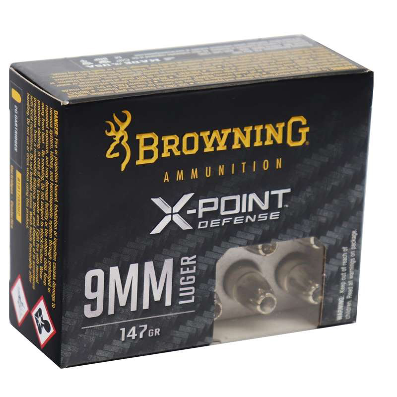 Browning X-Point Defense 9mm Luger Ammo 147 grain Hollow Point Box of 20 Rounds B191700092