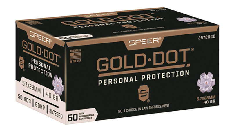 Speer Gold Dot 5.7×28 Ammo 40 grain Bonded JHP Case of 500 Rounds 25728GD