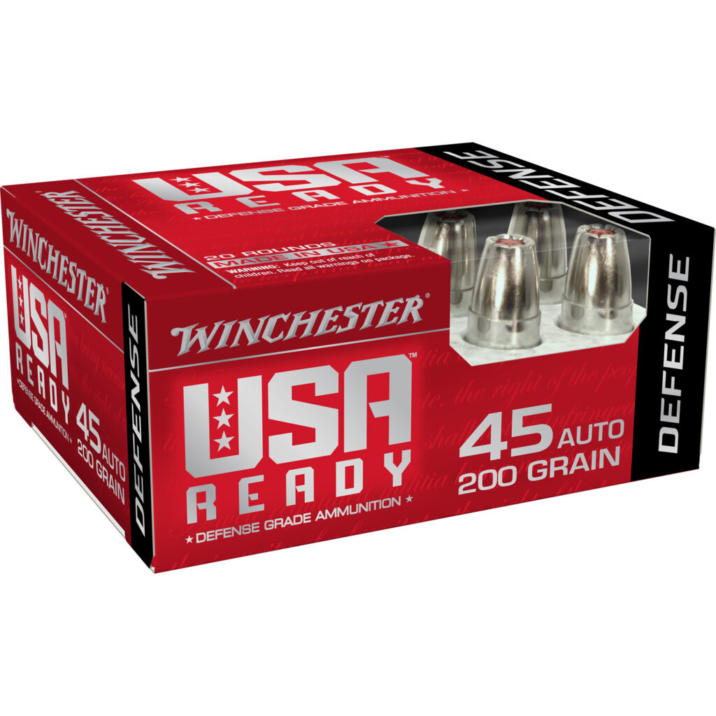 Winchester USA Ready 45 Auto / ACP Ammo 200 grain Hex-Vent JHP Case of 200 Rounds RED45HP