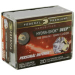 Federal Premium Hydra-Shok DEEP 9mm Luger 135 grain Hollow Point Box of 20 Rounds P9HSD1 - View 2