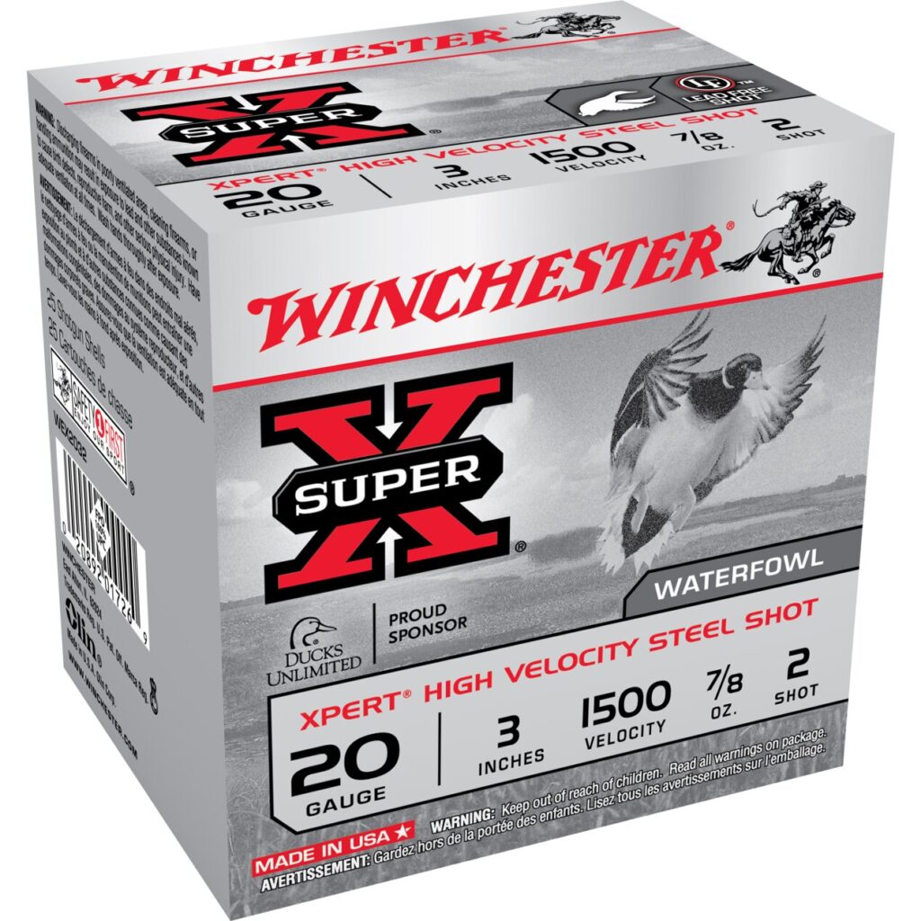 Winchester Super-X XPERT 20 GA Ammo 3″ 7/8 oz #2 Steel Shot 1500 FPS Case of 250 Rounds WEX2032