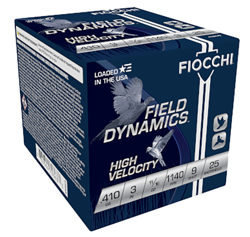 Fiocchi Field Dynamics 410 Bore Ammo 3″ 11/16 oz #9 Lead Shot Case of 250 Rounds 410HV9