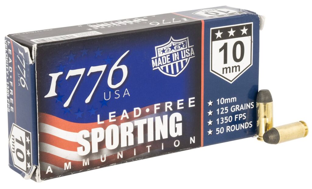 1776 USA Sporting 10mm Auto Ammo 125 grain Lead Free Ball Case of 1000 Rounds 1776010125