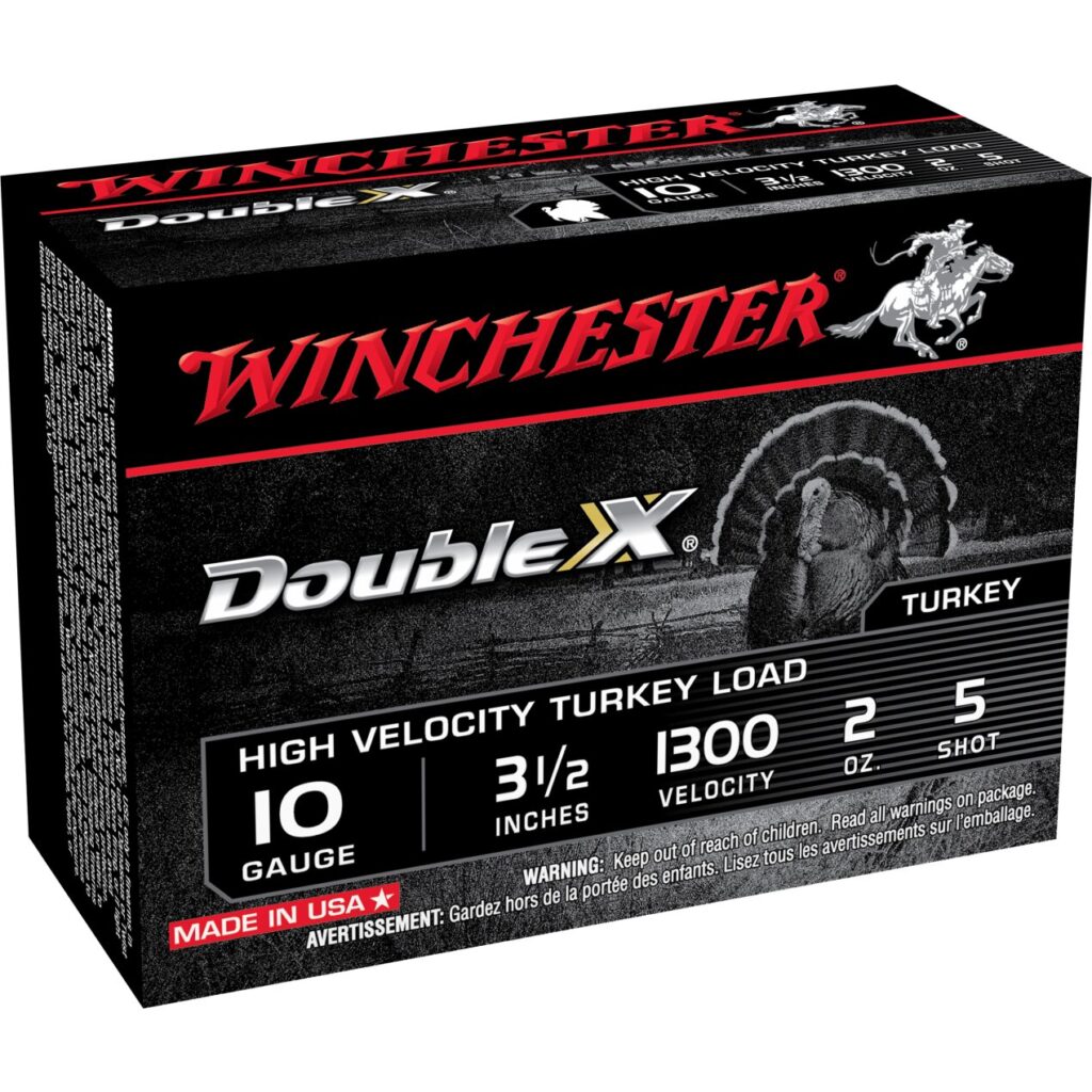 Winchester Double-X Turkey Load 10 GA Ammo 3-1/2″ 2 oz #5 Plated Shot Case of 100 Rounds STH105