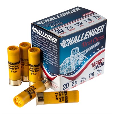 Challenger First Class Quality 20 GA Ammo 2-3/4″ 7/8 oz #7-1/2 Lead Shot 1200 FPS Case of 250 Rounds CTA2075 – Online Only