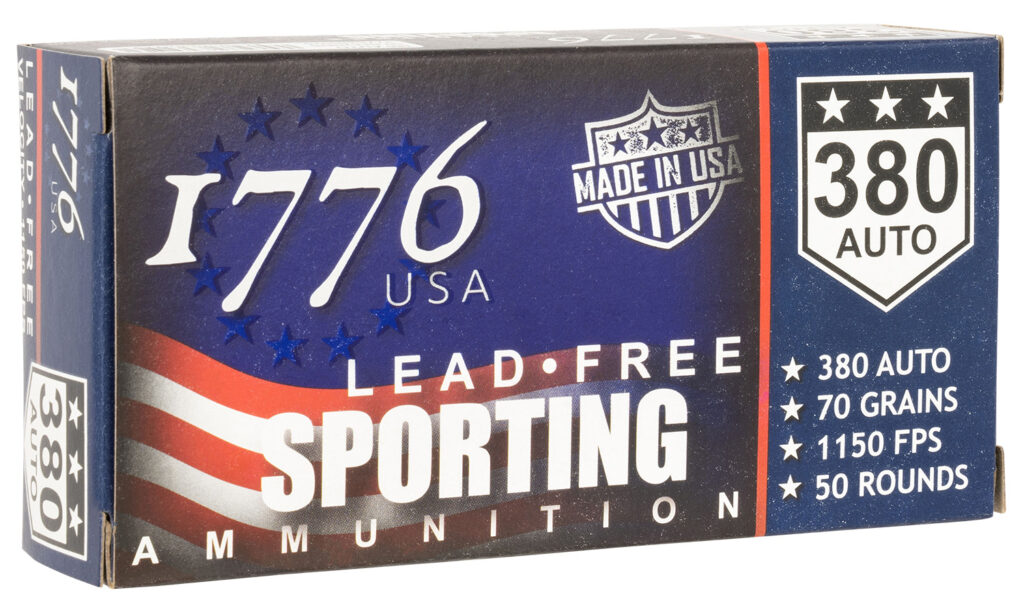 1776 USA 1776380070 Lead Free Sporting 380 ACP 70 gr Lead Free Ball Ammo 1000rd case