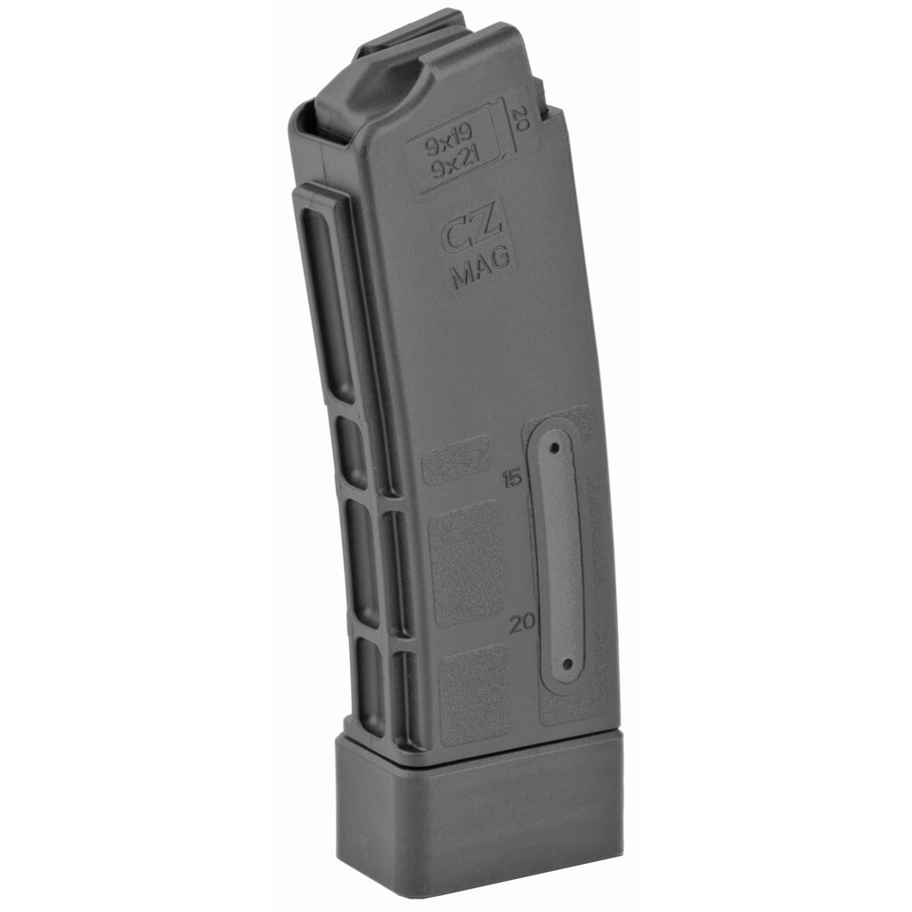 CZ Scorpion EVO 3 9×19 Factory 20 Round Magazine Black Windowed 11356 mags