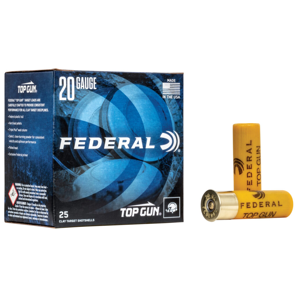 Federal Top Gun Target 20 GA Ammo 2-3/4″ 7/8 oz #8 Lead Shot Case of 250 Rounds TG208