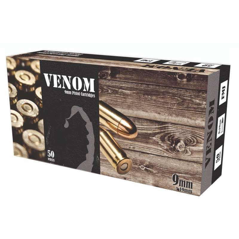 Venom 9mm Luger Ammo 115 grain FMJ Case of 1000 Rounds