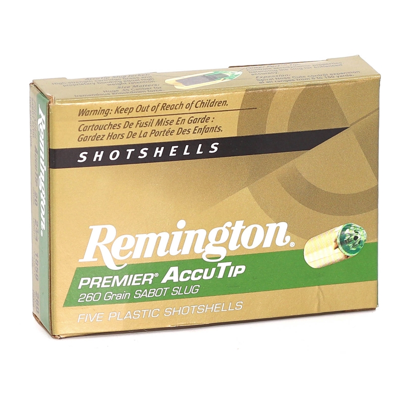 Remington Premier Accutip 20 GA Ammo 2-3/4″ 260 grain Bonded Sabot Slug Case of 100 Rounds 20496