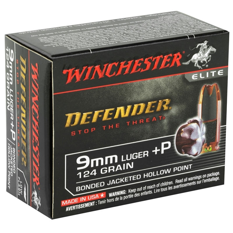 WInchester PDX1 Defender 9mm Luger +P Ammo 124 grain Bonded JHP Box of 20 Rounds S9MMPDB – Online Only