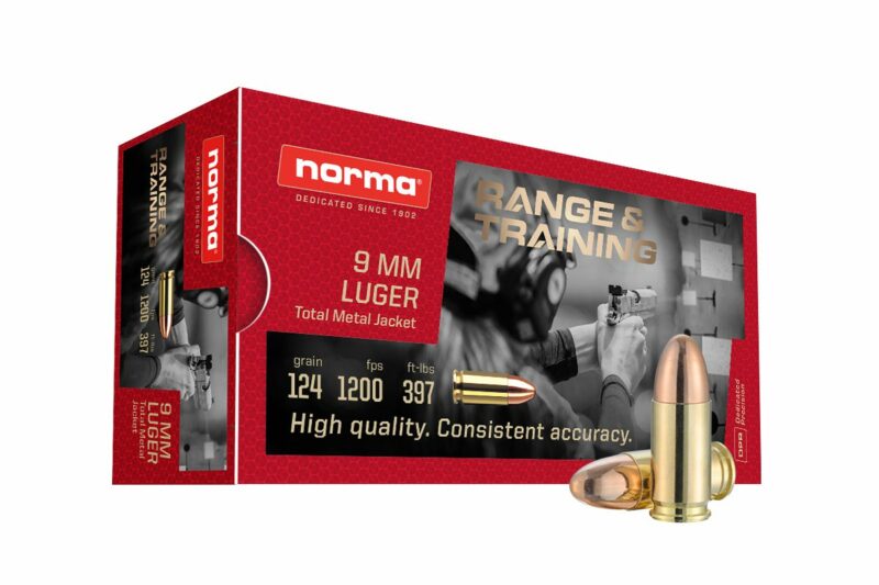 Norma Range & Training 9mm Luger Ammo 124 grain TMJ Case of 1000 Rounds 801902144