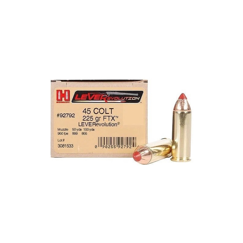Hornady LEVERevolution 45 Colt Ammo 225 grain FTX Case of 200 Rounds 92792