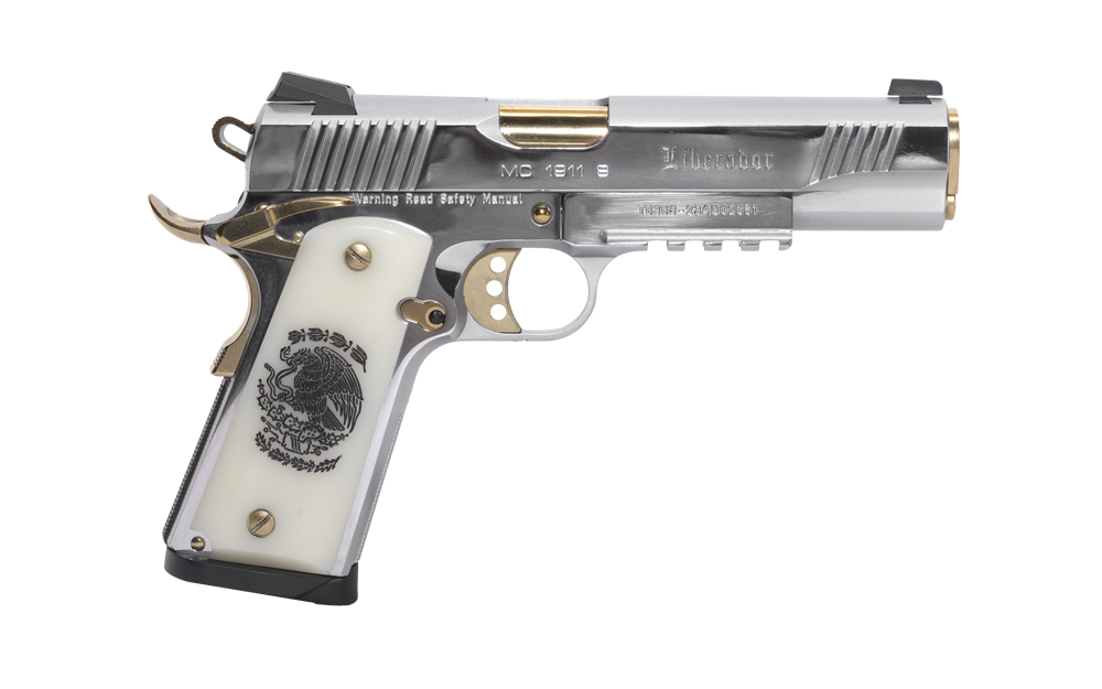 EAA Girsan MC1911 Liberador 2 45 ACP Chrome/Gold Mexican Coat Of Arms 391057