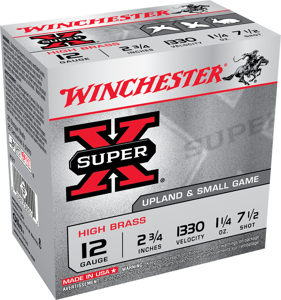 Winchester Super-X High Brass 12 GA Ammo 2-3/4″ 1-1/4 oz #7-1/2 Lead Shot Case of 250 Rounds X127