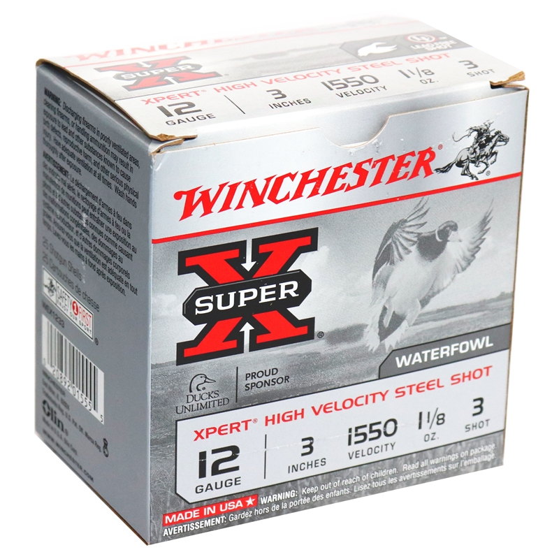Winchester Super-X 12 GA Ammo 3″ 1-1/8 oz #3 Steel Shot Case of 250 Rounds WEX1233