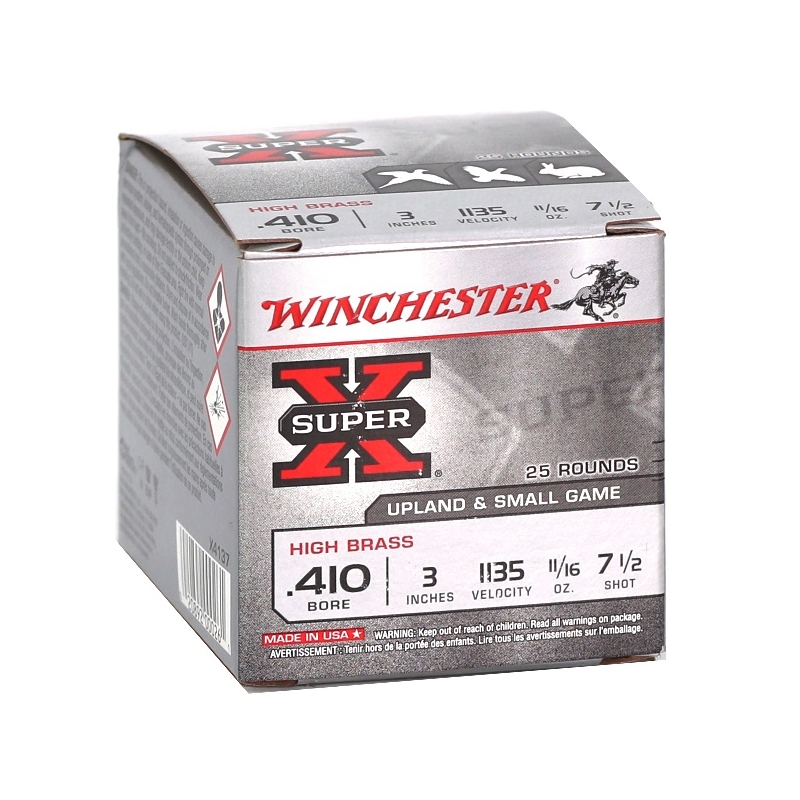Winchester Super-X High Brass 410 Bore Ammo 3″ 11/16 oz #7-1/2 Lead Shot Case of 250 Rounds X4137