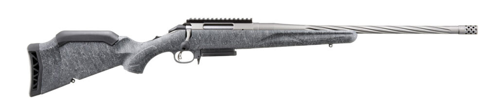 Ruger American Gen 2 Grey Splatter 243 20″ Threaded Barrel 3-Rounds 46904