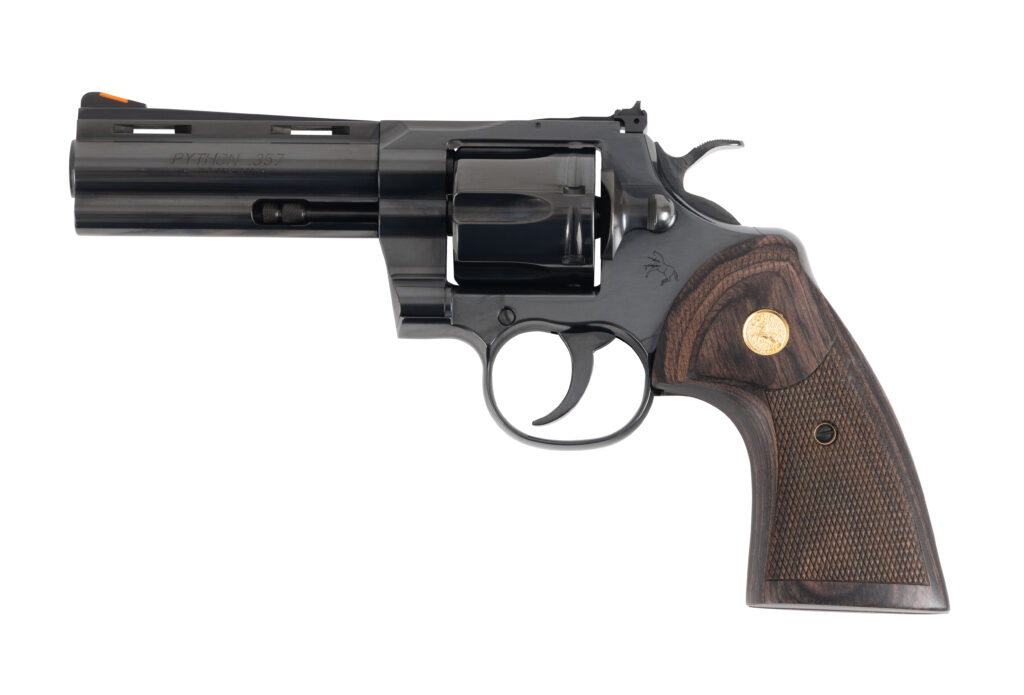 Colt Python 357 Mag Blued 4″ Barrel Walnut Grips PYTHON-BP4WTS
