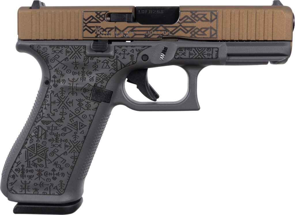 Glock 45 Gen 5 9mm Nordic Runes Burnt Bronze 17 Round Capacity ACG-57085