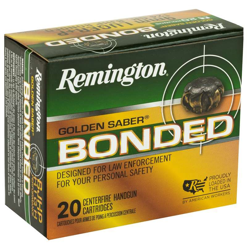 Remington Golden Saber Bonded 9mm Luger Ammo 124 grain +P Case of 500 Rounds GSB9MMDB