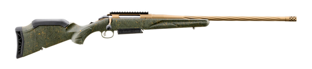 Ruger American Predator Rifle Gen II 300 Win Mag 22″ Threaded Barrel Green Splatter/Burnt Bronze 46945