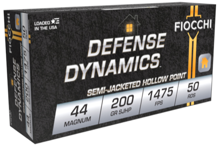 Fiocchi Defense Dynamics 44 Magnum Ammo 200 grain SJHP Case of 500 Rounds 44B500