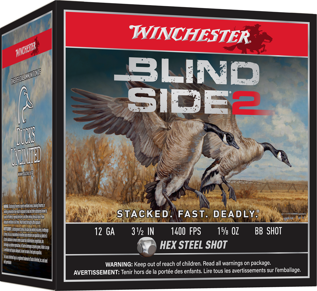 Winchester Blind Side 2 12 GA Ammo 3-1/2″ 1-5/8 oz Steel BB Shot Case of 250 Rounds XBS12LBB