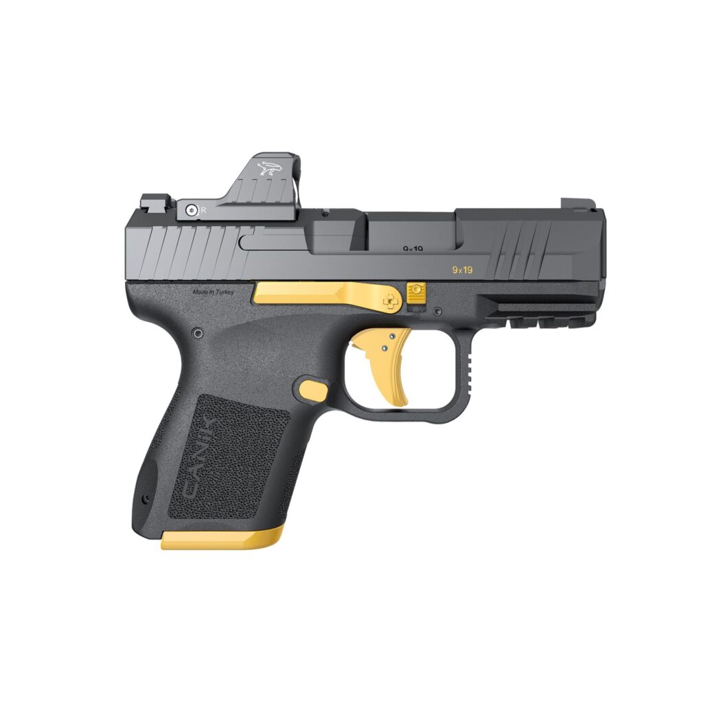 Canik METE MC9 9mm Black & Gold W/ M01 Red Dot 15 Round Capacity HG7620GV-N