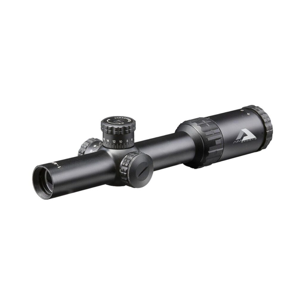 Aim Sports Alpha 6 1-6 x 24mm Obj 662.8′-58.4′ @100yds FOV 30mm CQ1 Red Illuminated MOA JA6HD1624CQ