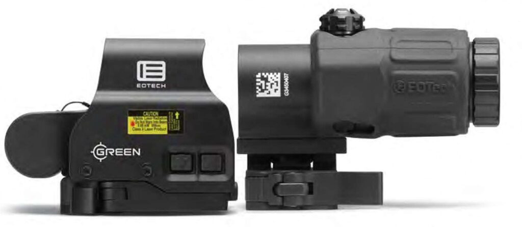 Eotech HHSGRN Holographic Hybrid Sight 1x 68 MOA Ring/2 1 MOA Green Dot Black CR123A Lithium W/G33 Magnifier STS Mount