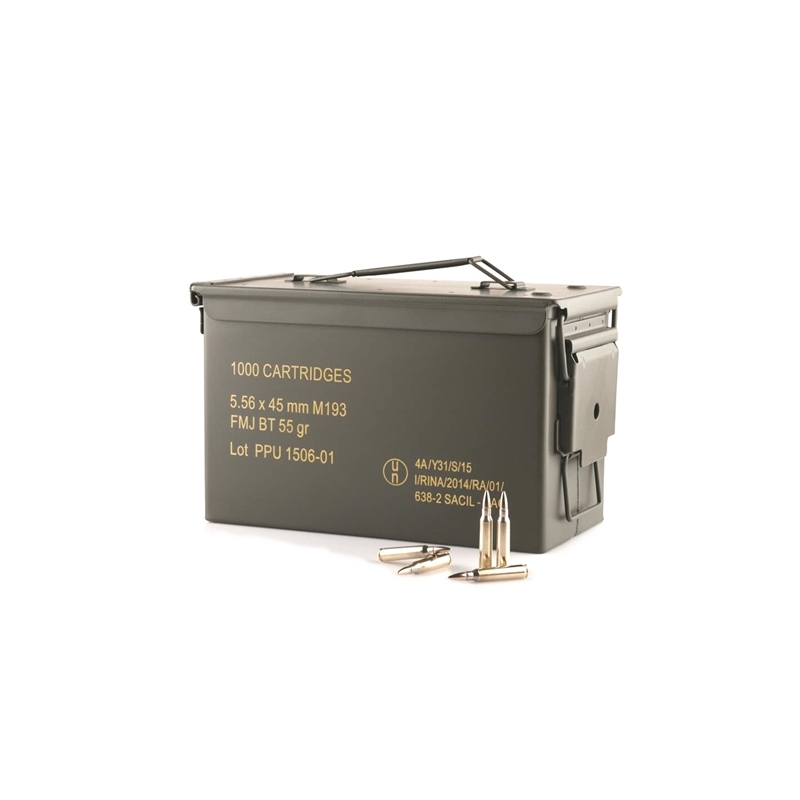 Prvi Partizan PPU 5.56×45 (5.56 NATO) M193 Ammo 55 Grain FMJ 1000 Rounds Ammo Can PPN5561MC