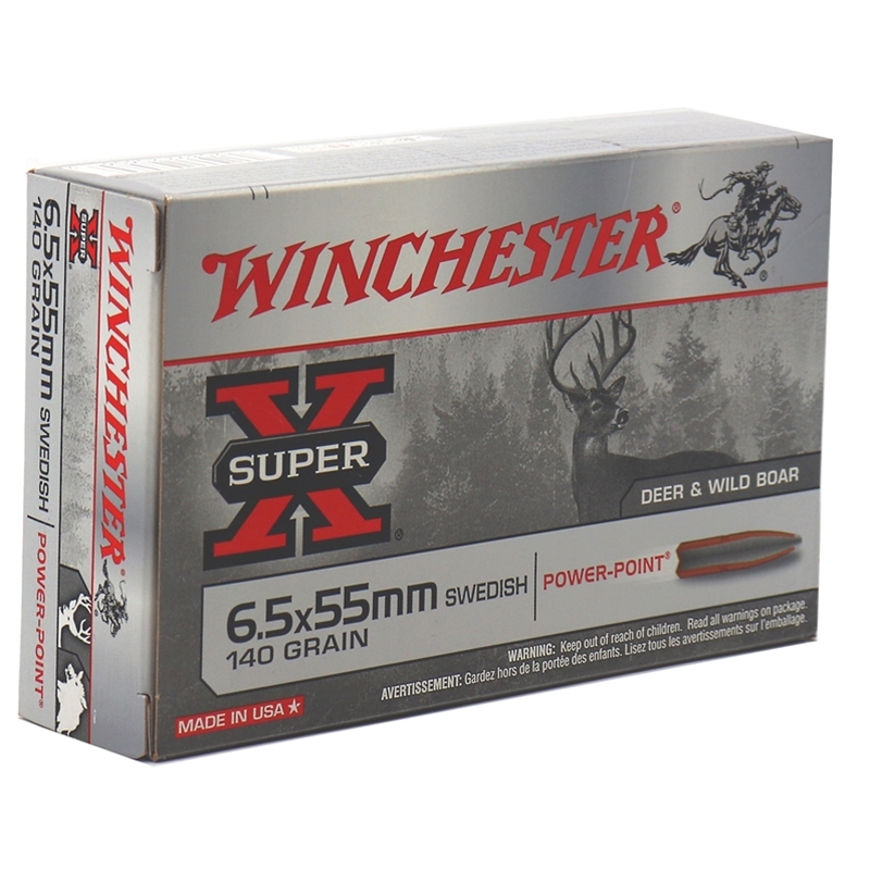 Winchester Super-X 6.5×55 Swedish Ammo 140 grain Power-Point Soft Point Case of 200 Rounds X6555