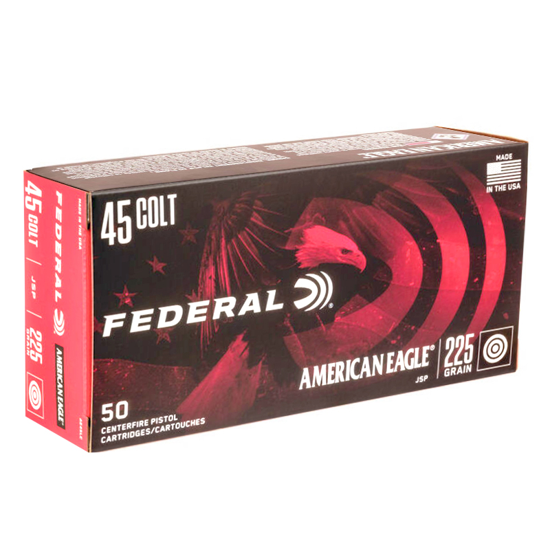 Federal American Eagle 45 Colt Ammo 225 grain JSP Case of 1000 Rounds AE45LC