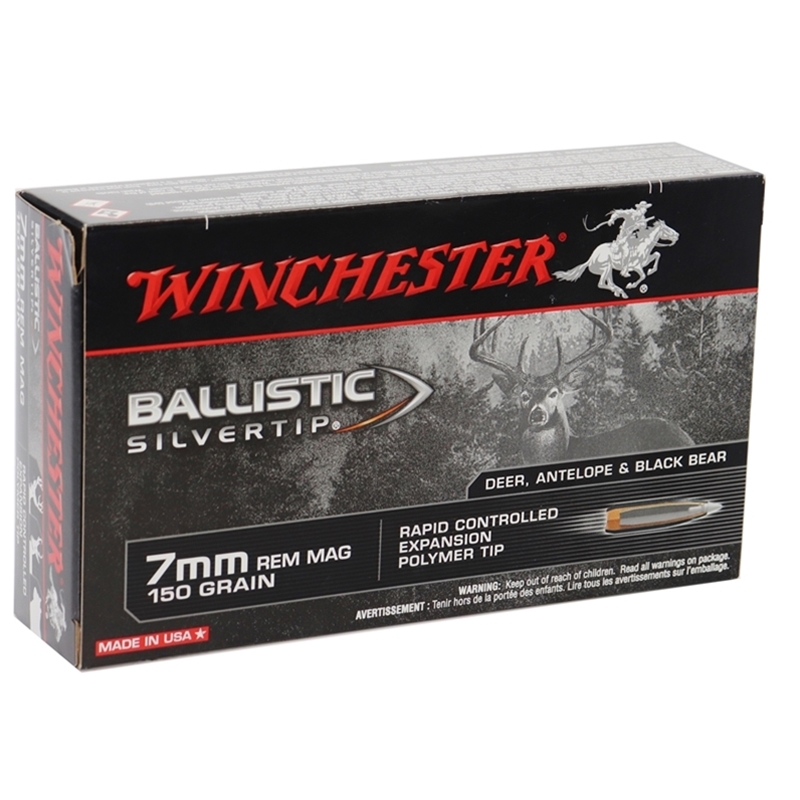 Winchester Silver Tip 7mm Rem Mag Ammo 150 grain Ballistic Tip Case of 200 Rounds SBST7
