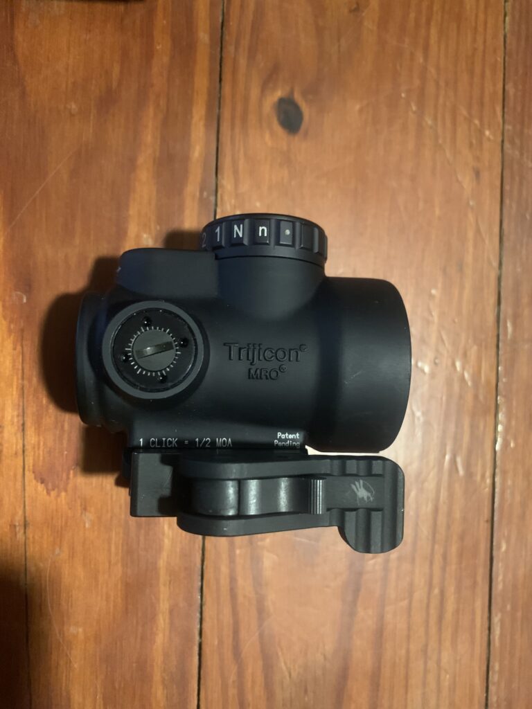 Used Trijicon 2.0 MOA Green Dot Sight w/Lower 1/3 Co-Witness Mount & American Defense Low Mount MRO 2200031 Neoprene Cover