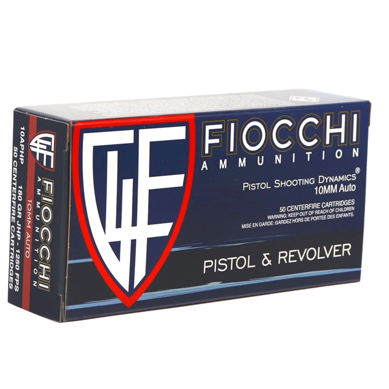 Fiocchi Defense Dynamics 10mm Auto Ammo 180 grain JHP Case of 500 Rounds 10APHP