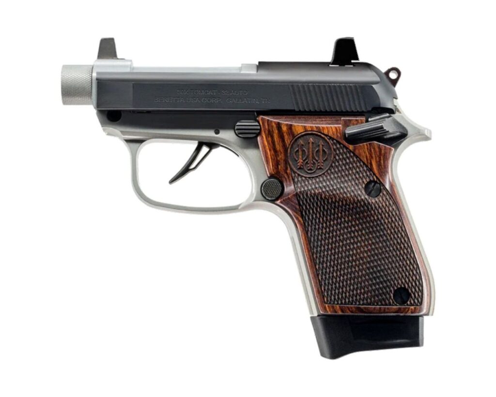 Beretta 30X 32 ACP Threaded Barrel INOX Two-Tone Wood Grips J30X32R8M1