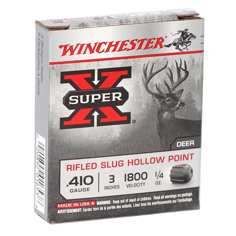 Winchester Super-X 410 Bore Ammo 3″ 1/4 oz Rifled Slug Case of 250 Rounds X413RS5