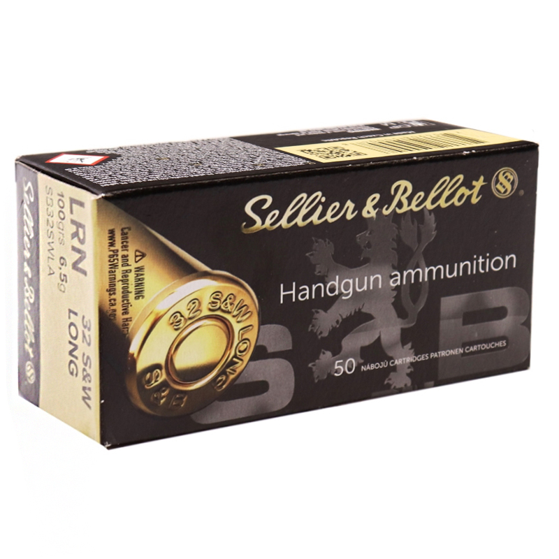 Sellier & Bellot 32 S&W Long Ammo 100 grain LRN Box of 50 Rounds SB32SWLA