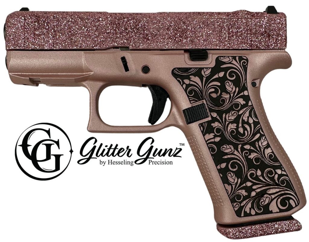 Glock 43X 9mm MOS Optics Ready Filigree Rose Gold Glitter Gunz PX4350201FRMOSVRGG