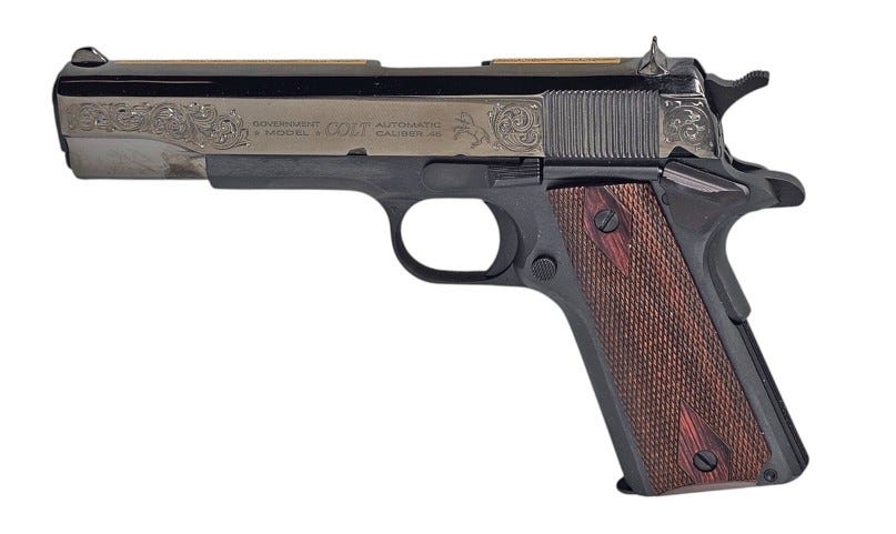 Colt 1911 Government 45 ACP Black DLC Gold Scroll Engraved O1911C-AUTOBLKGLD