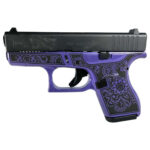 Glock 42 380 ACP CUSTOM MANDALA ENGRAVED PURPLE PEARL GRIP - View 1